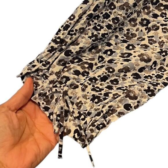 Zara Ditsy Floral Faux Wrap Dress XXL Long Poet Sleeve Deep V-neck Mini Pullover - Picture 6 of 10